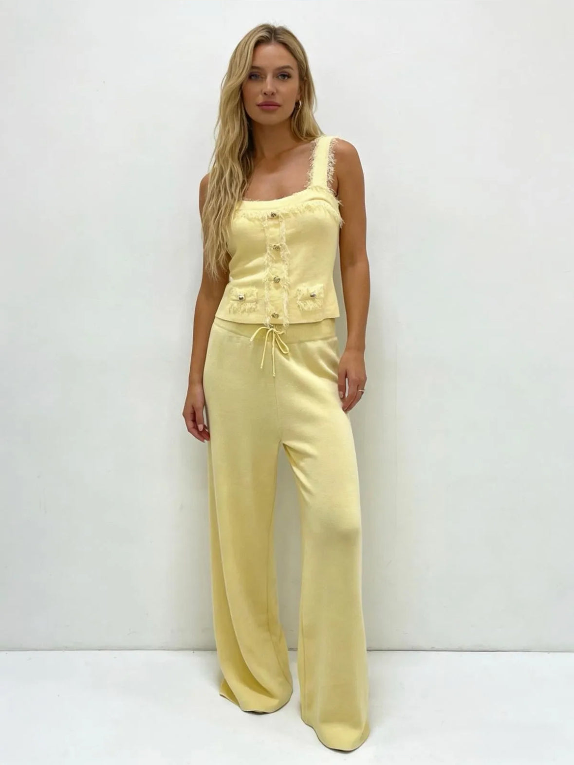 Amelia Button Detail Top & Wide Leg Trouser Co-Ord