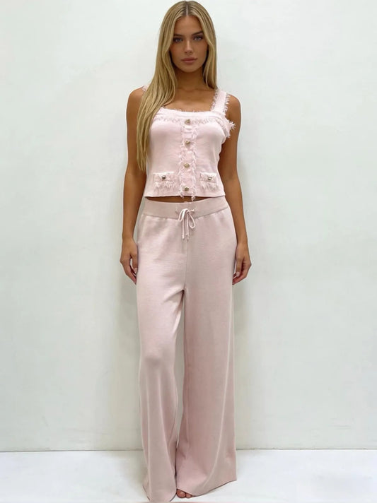 Amelia Button Detail Top & Wide Leg Trouser Co-Ord