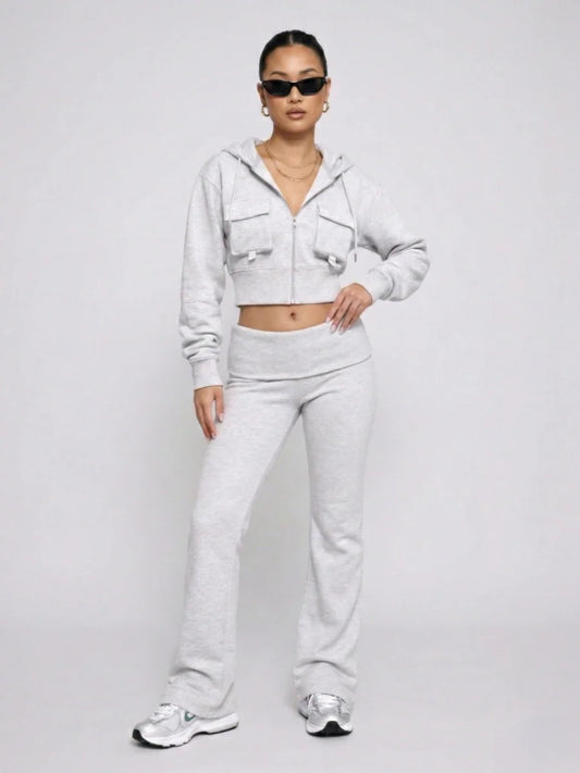 Skye Front Pocket Hoodie & Fold Waist Lounge Set