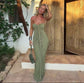 Kylie-Off Shoulder Strapless Maxi-Green