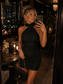 Bianca Halterneck Mini Dress-Black