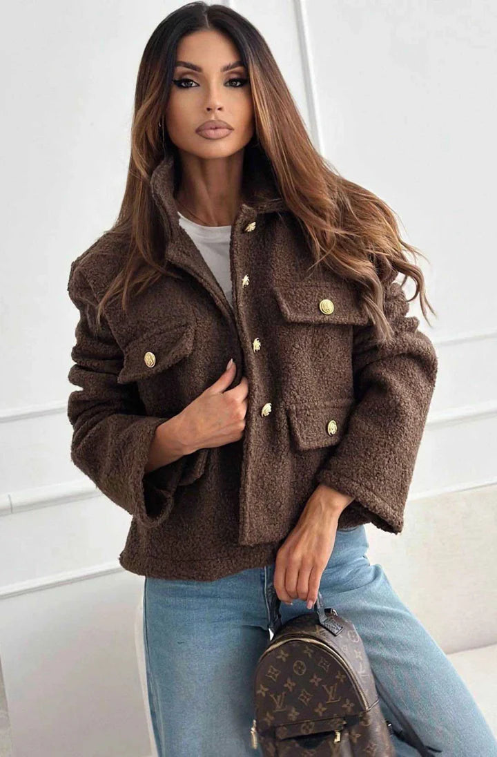 Sherry- Boucle Style Jacket-Brown