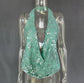 Nat-Halterneck Backless Top-Green