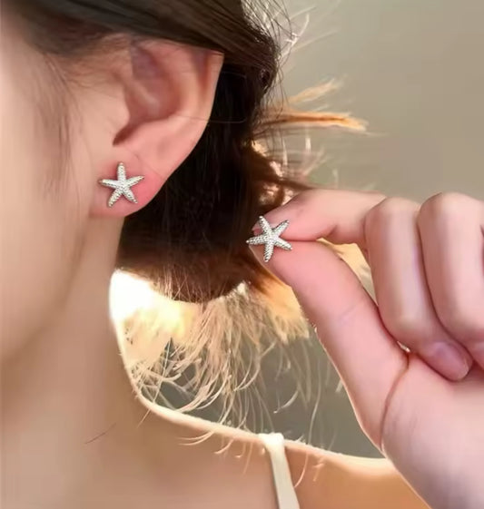 Anja-Plain Starfish Earrings-Silver