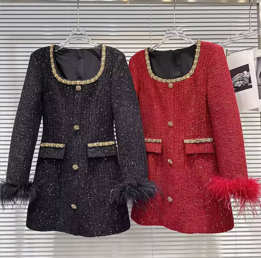 Rachel-Tweed Embellished Dress - PRE ORDER