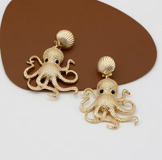 Olly-Statement Octopus Earrings-Gold