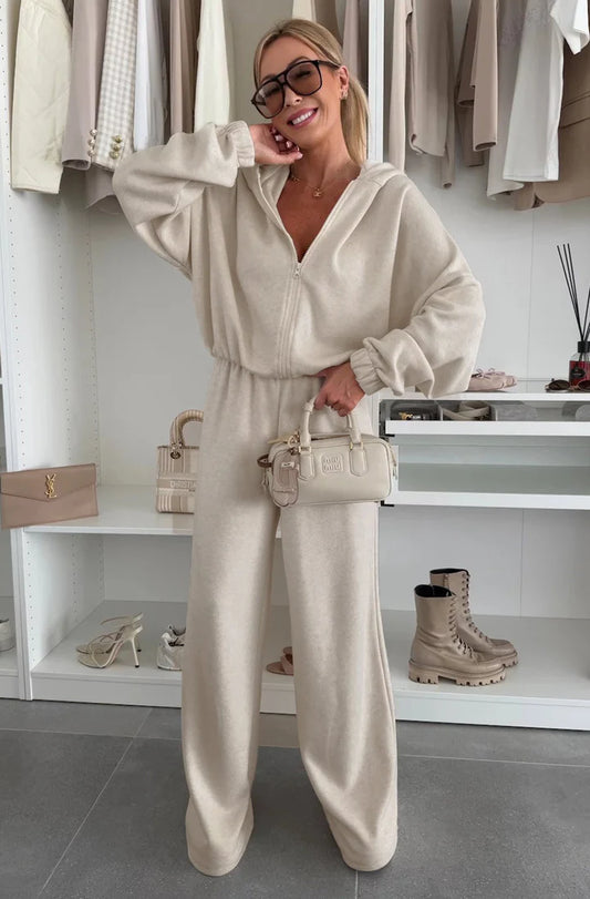 Sarah-Hooded Co Ord-Stone