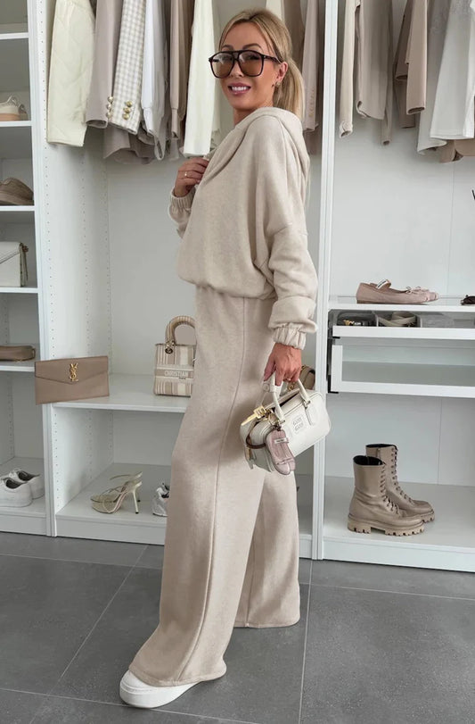 Sarah-Hooded Co Ord-Stone