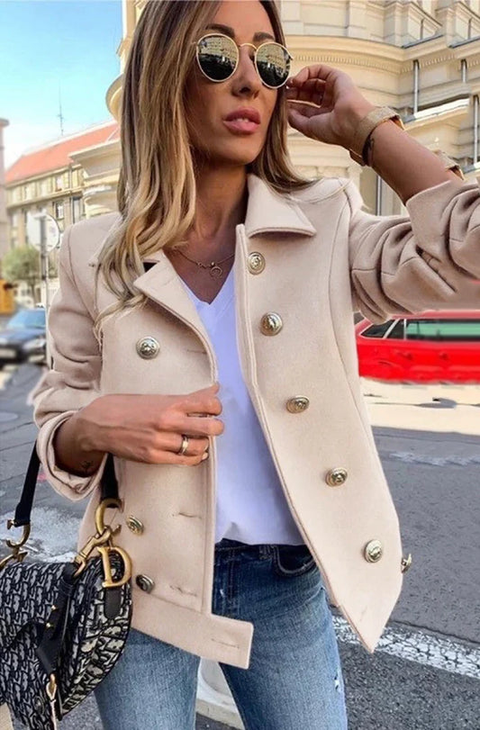 Eva-Military Button Jacket-Stone