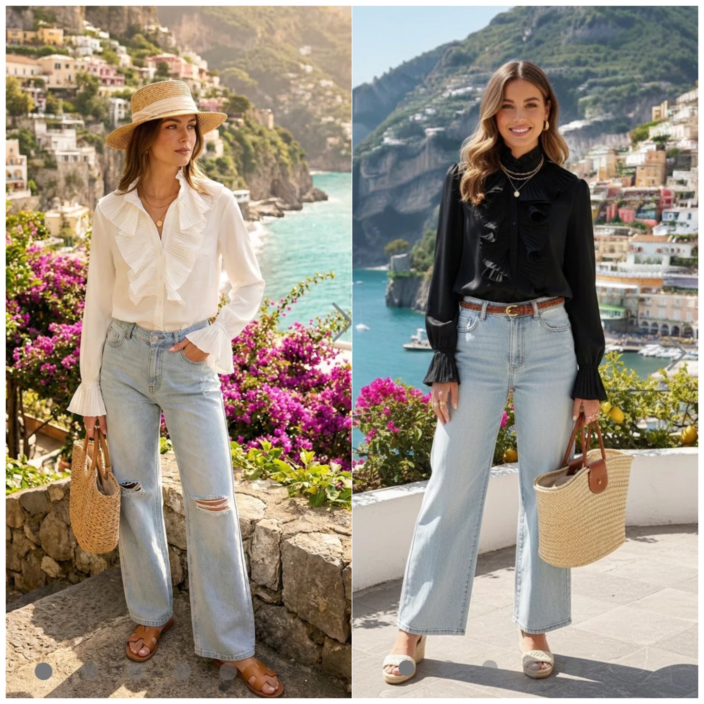 Kyrie-Pleated Ruffle Shirt-Two Colours