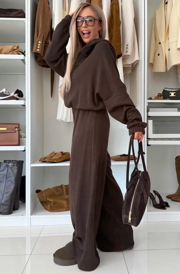 Sarah-Hooded Co Ord-Brown